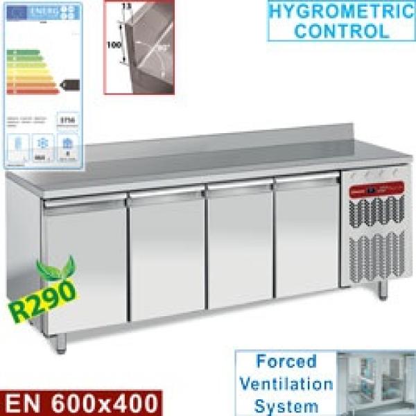 TP4B/HA-R2 (25) Konditorei-Bäckerei Tiefkühltisch mit Aufkantung, Umluft, 4 Türen EN 600x400, 760 Liter